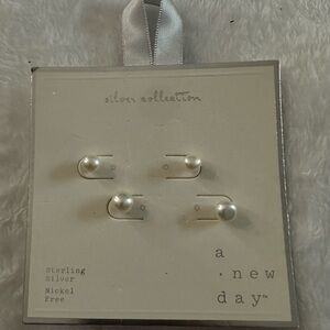 A New Day Silver Pearl Earrings